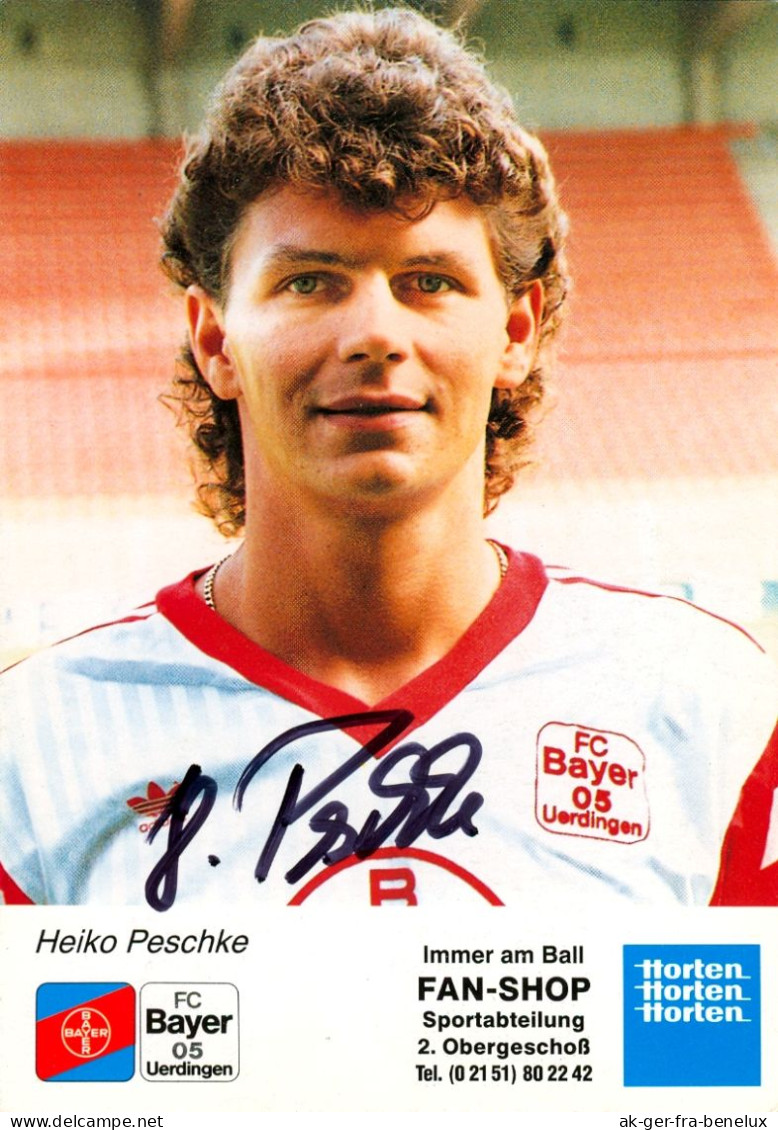 Fußball-Autogrammkarte AK Heiko Peschke FC Bayer 05 Uerdingen 91-92 KFC Krefeld Stahl Riesa Hallescher Carl Zeiss Jena - Handtekening