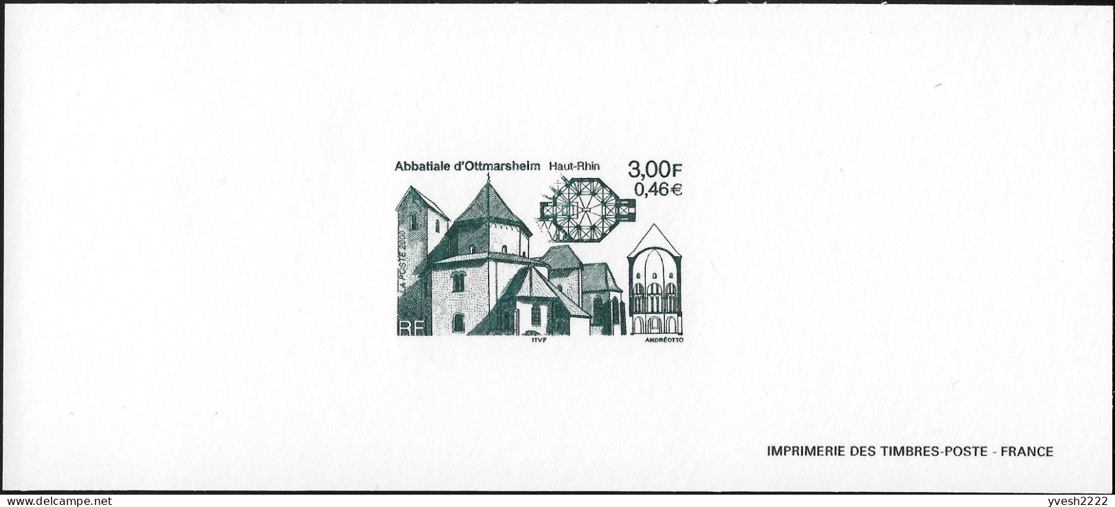 France 2000 Y&T 3336, Feuillet De Luxe. Abbatiale D'Ottmarsheim, Bas-Rhin - Abbeys & Monasteries