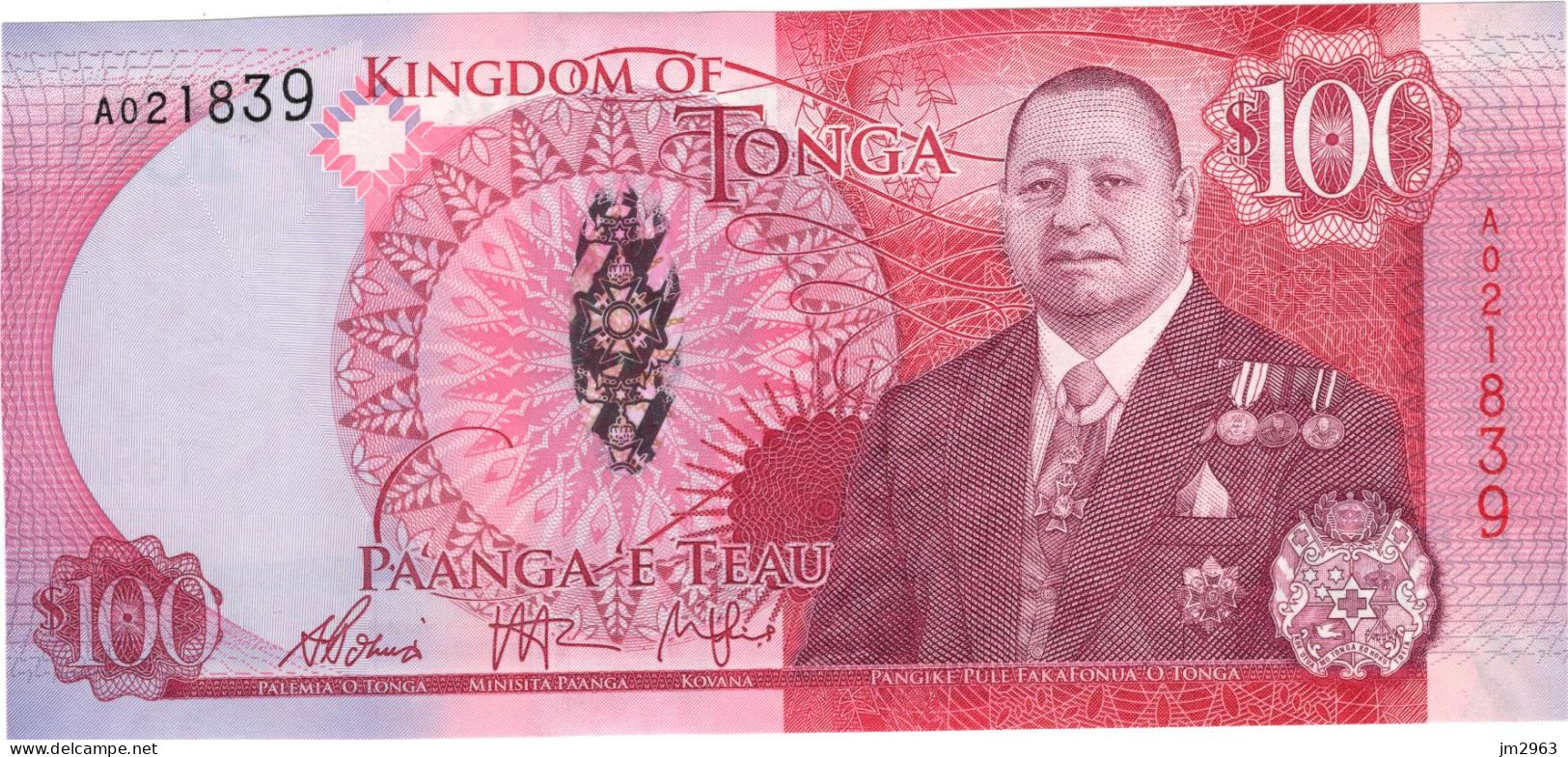 TONGA 100 PA'ANGA 2015 UNC  A021839 - Tonga