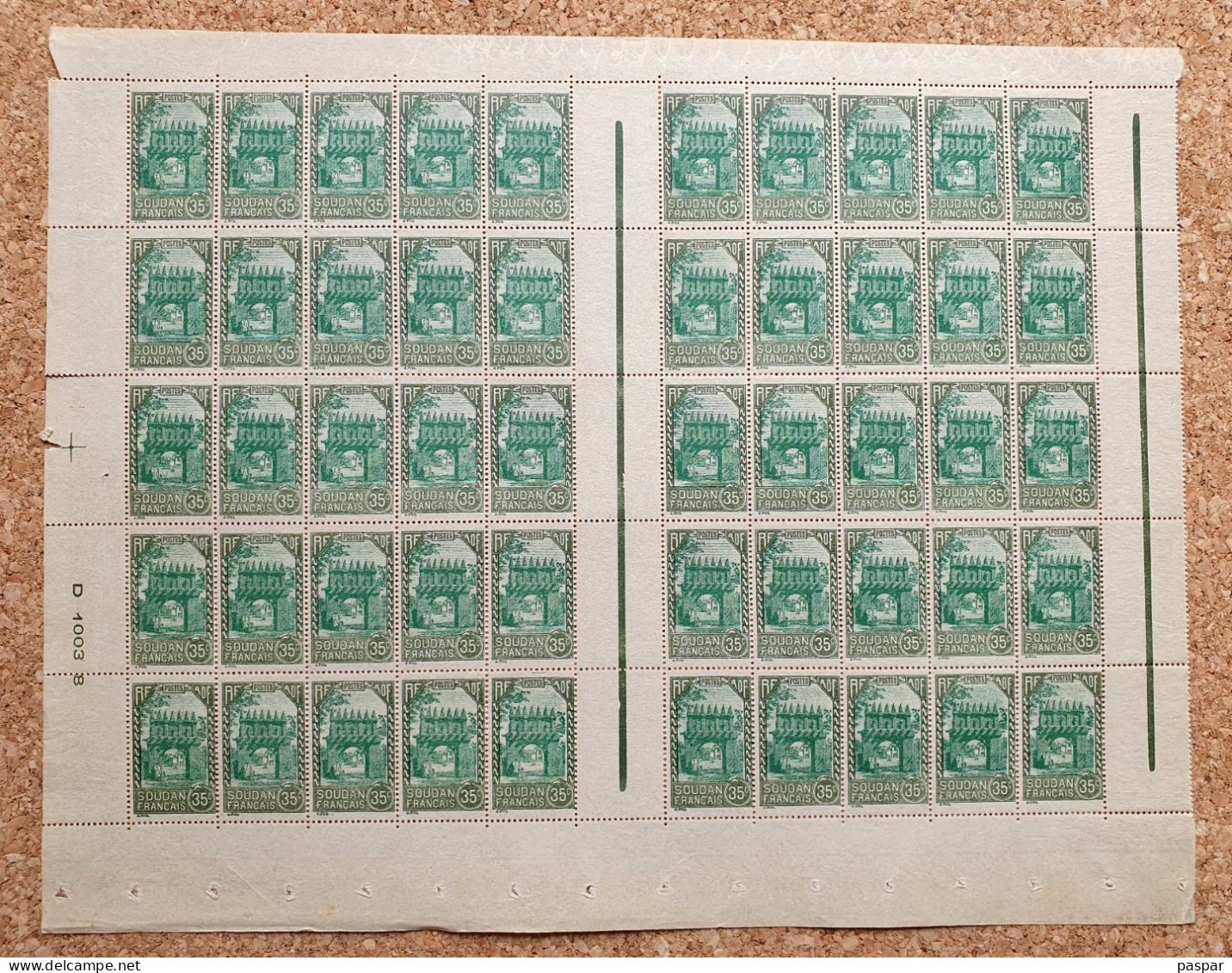 SOUDAN Français Mali - 35 Centimes - N° 69 (Y&T) - Porte De Djenné - Bloc Feuille De 50 Timbres Neufs MNH - Neufs