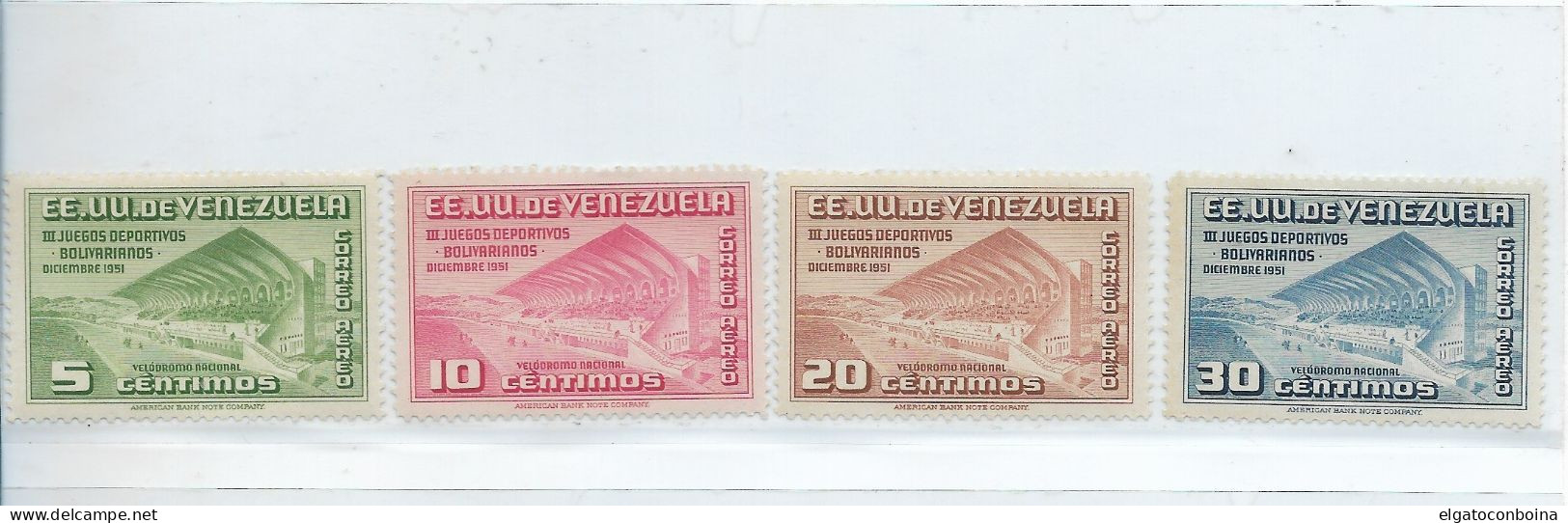 VENEZUELA 1951 3RD BOLIVARIAN SPORT GAMES IN CARACAS MICHEL 730-33 SC C334-37 MH - Venezuela