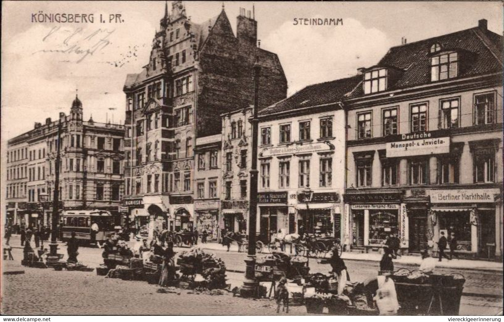 ! Alte Ansichtskarte Aus Königsberg In Ostpreußen, Steindamm, Straßenbahn, Tram, Geschäfte, 1917 - Ostpreussen