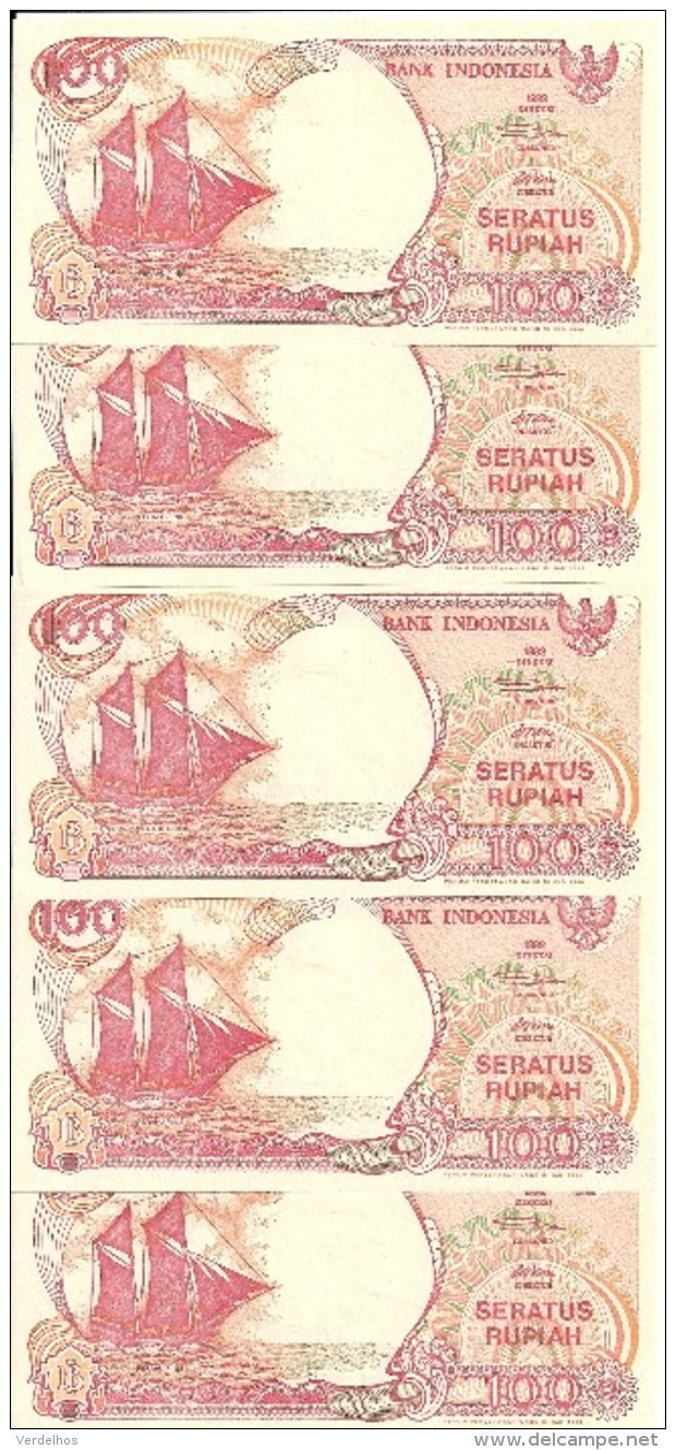 INDONESIE 100 RUPIAH 1992/1999 UNC P 127 G  ( 5 Billets ) - Indonesië