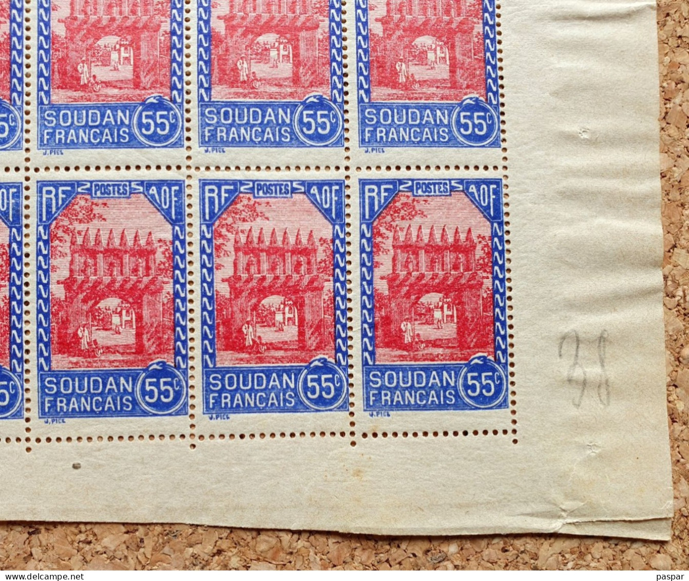 SOUDAN Français Mali - 55 Centimes - N° 73 (Y&T) - Porte De Djenné - Bloc Feuille De 50 Timbres Neufs MNH - Ungebraucht