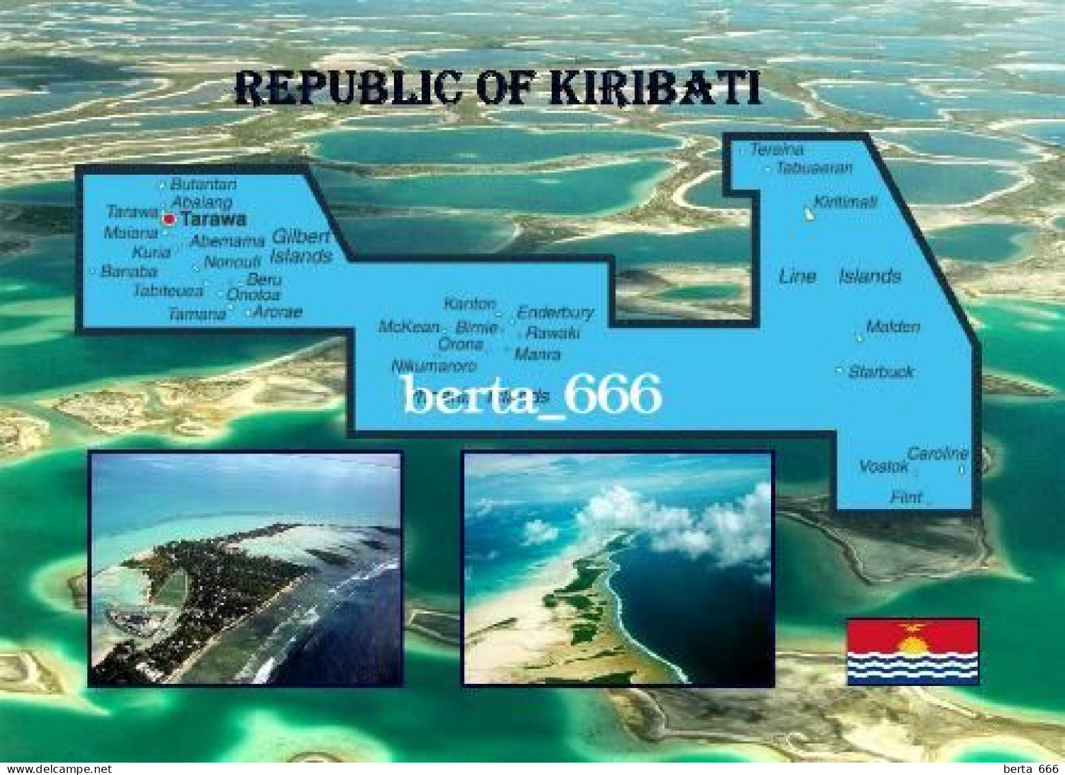 Kiribati Country Map New Postcard * Carte Geographique * Landkarte - Kiribati