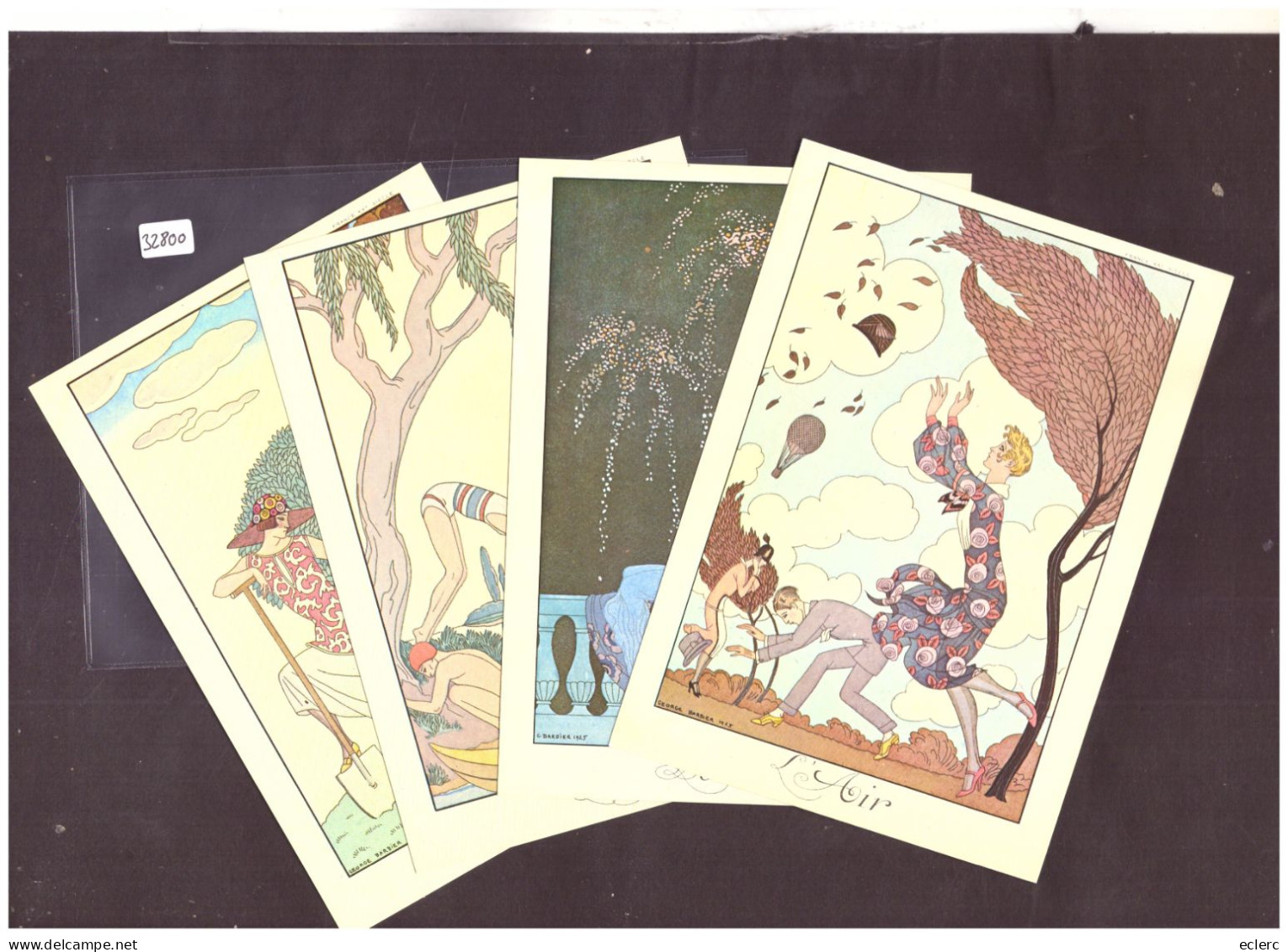 LES 4 ELEMENTS  - 4 CARTES 10x15cm -  PAR GEORGE BARBIER - TB - Collections & Lots