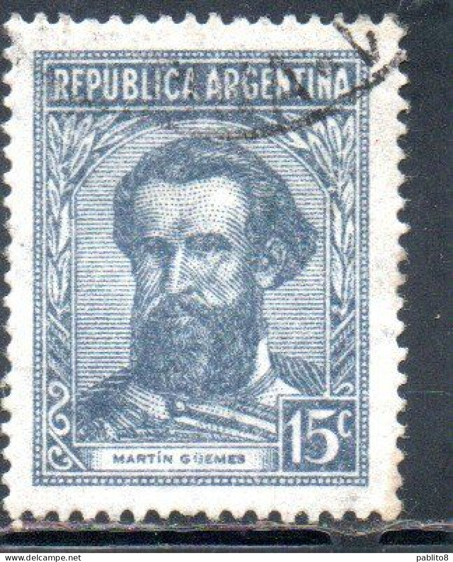 ARGENTINA 1942 1950 MARTIN GUEMES 15c  USED USADO OBLITERE' - Usati