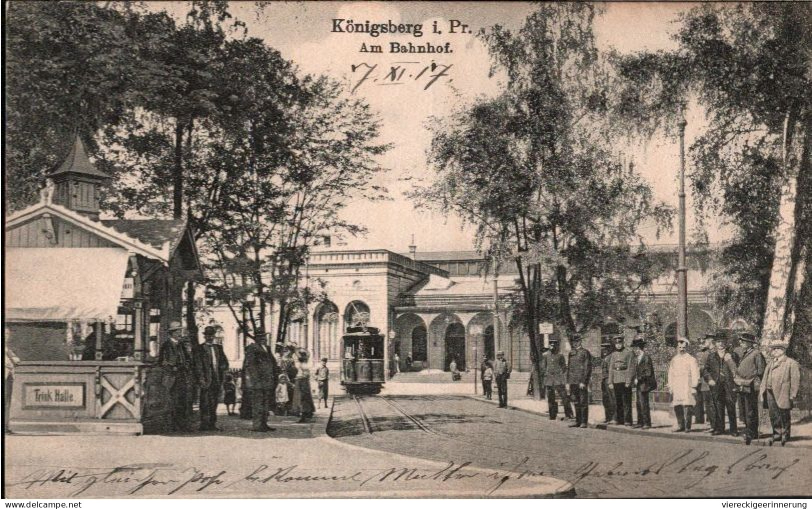 ! Alte Ansichtskarte Aus Königsberg In Ostpreußen, Am Bahnhof, Straßenbahn, Tram, Trinkhalle - Ostpreussen
