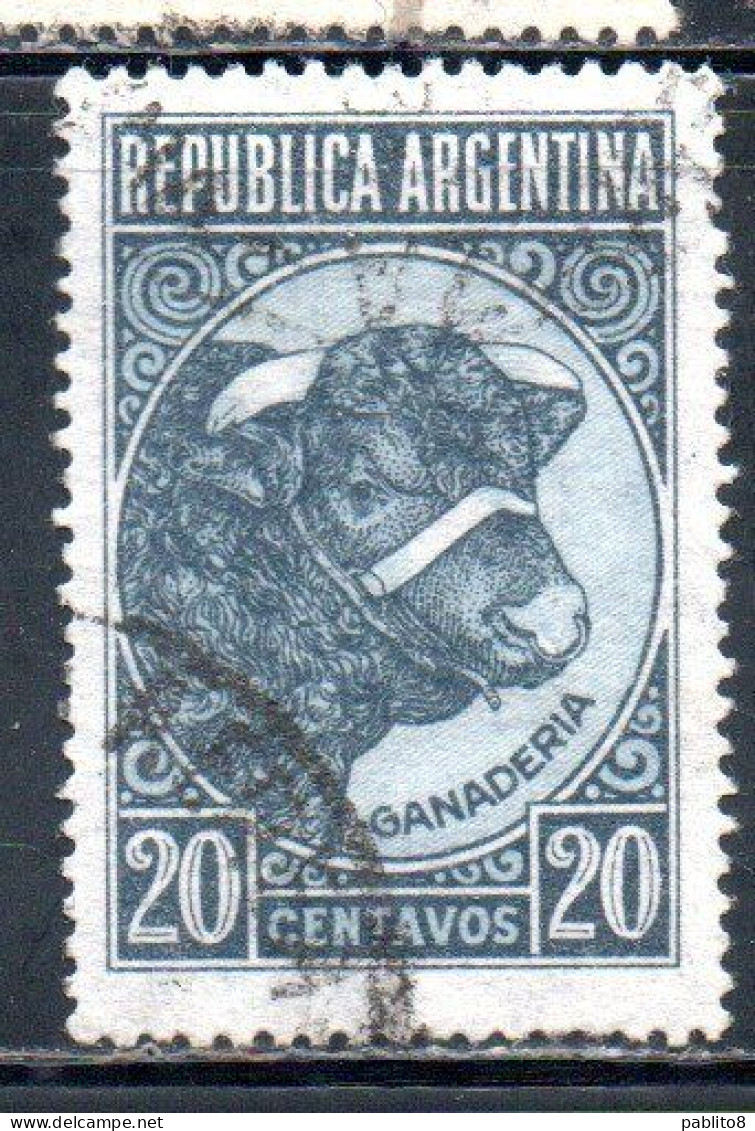 ARGENTINA 1942 1950 BULL CATTLE BREEDING 20c  USED USADO OBLITERE' - Gebruikt