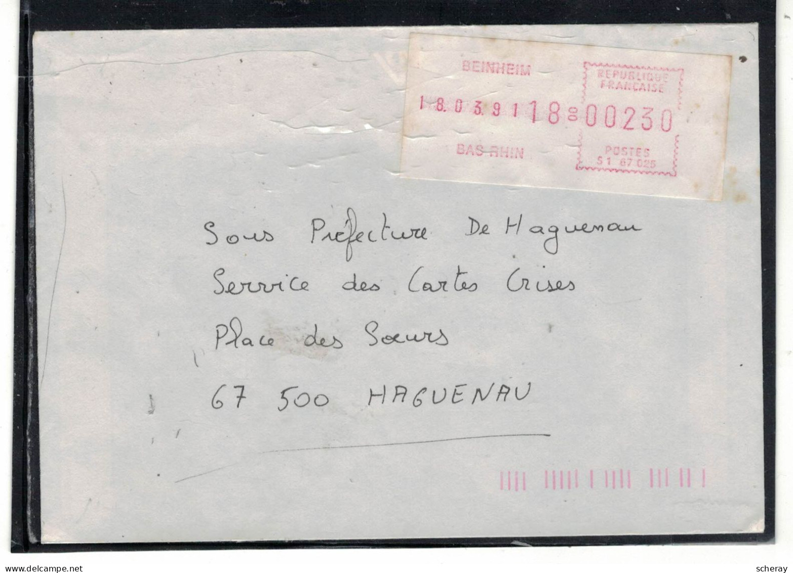 1 Lettre BEINHEIM 18/03/91 ( Lot 428 ) - Lettres & Documents