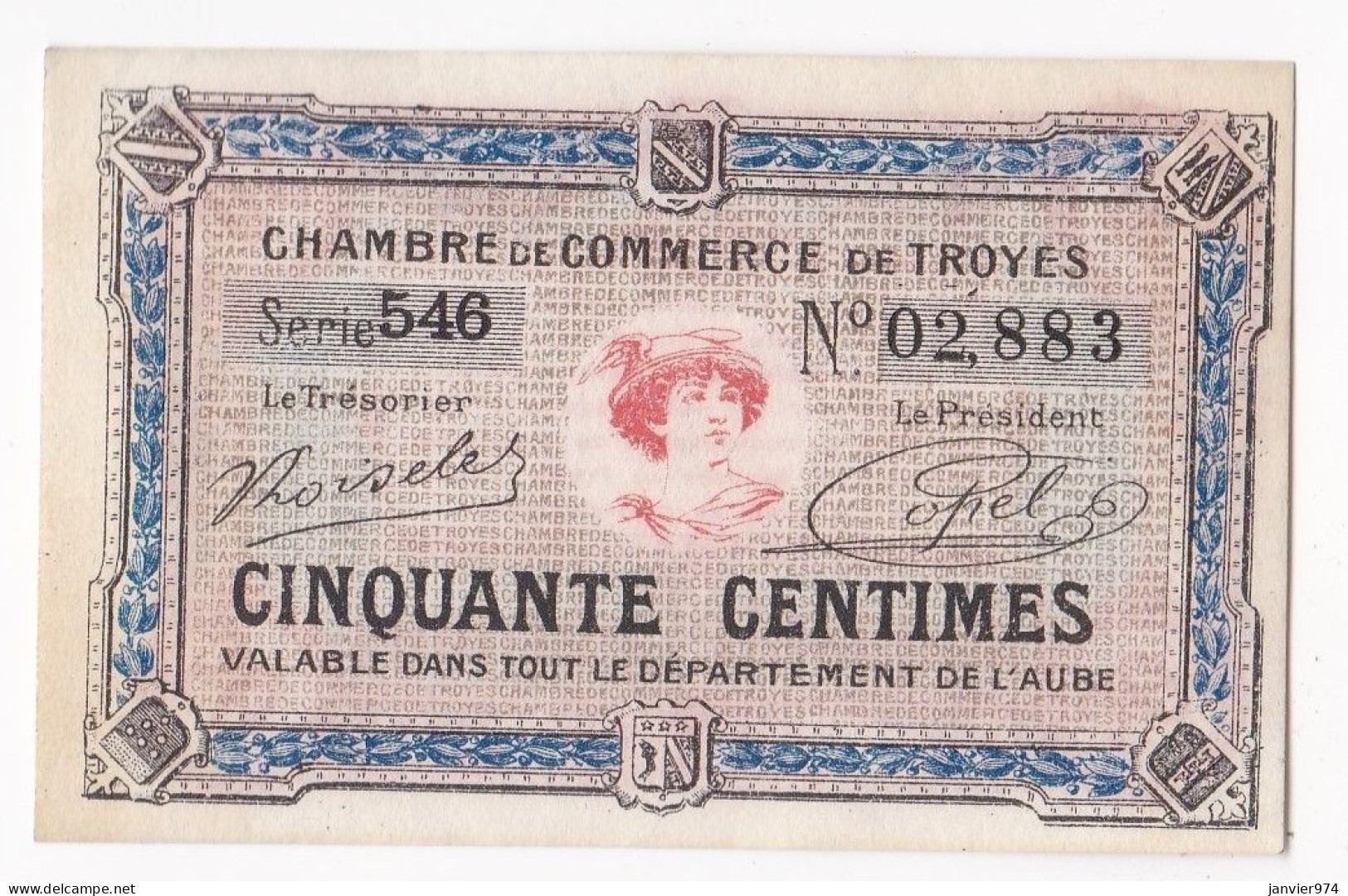 Aude . Chambre De Commerce De Troyes 50 Centimes 1926 Serie 546 . N° 02,883 - Chamber Of Commerce