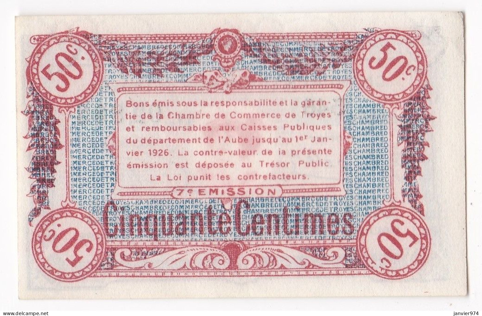 Aude . Chambre De Commerce De Troyes 50 Centimes 1926 Serie 546 . N° 02,883 - Camera Di Commercio