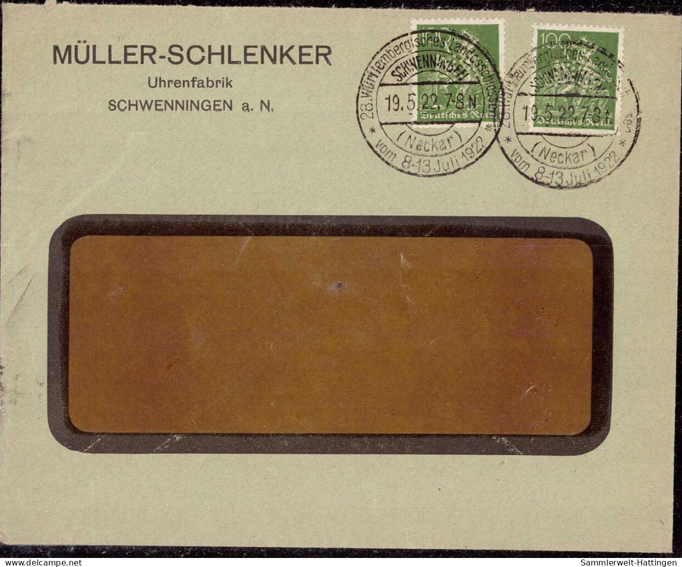 604086 | Brief Marke Mit Firmenlochung Perfin, Der Uhrenfabrik, Müller Schlenker | Villingen-Schwenningen (Baden) (W 773 - Horlogerie