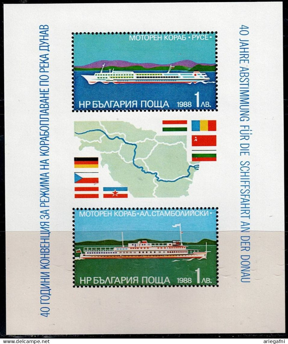 BULGARIA 1988 40 YEARS OF DANUBE NAVIGATION CONVENTION BLOCK IMPERF MI No BLOCK 181B MNH VF!! - Blocs-feuillets