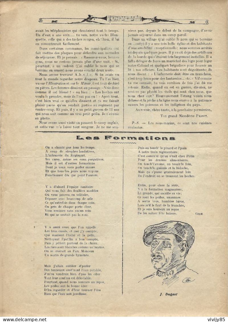 37 - TOURS - Petit Journal De Deux Feuillets " Sans Tabac 66è Infanterie - 1916 - French