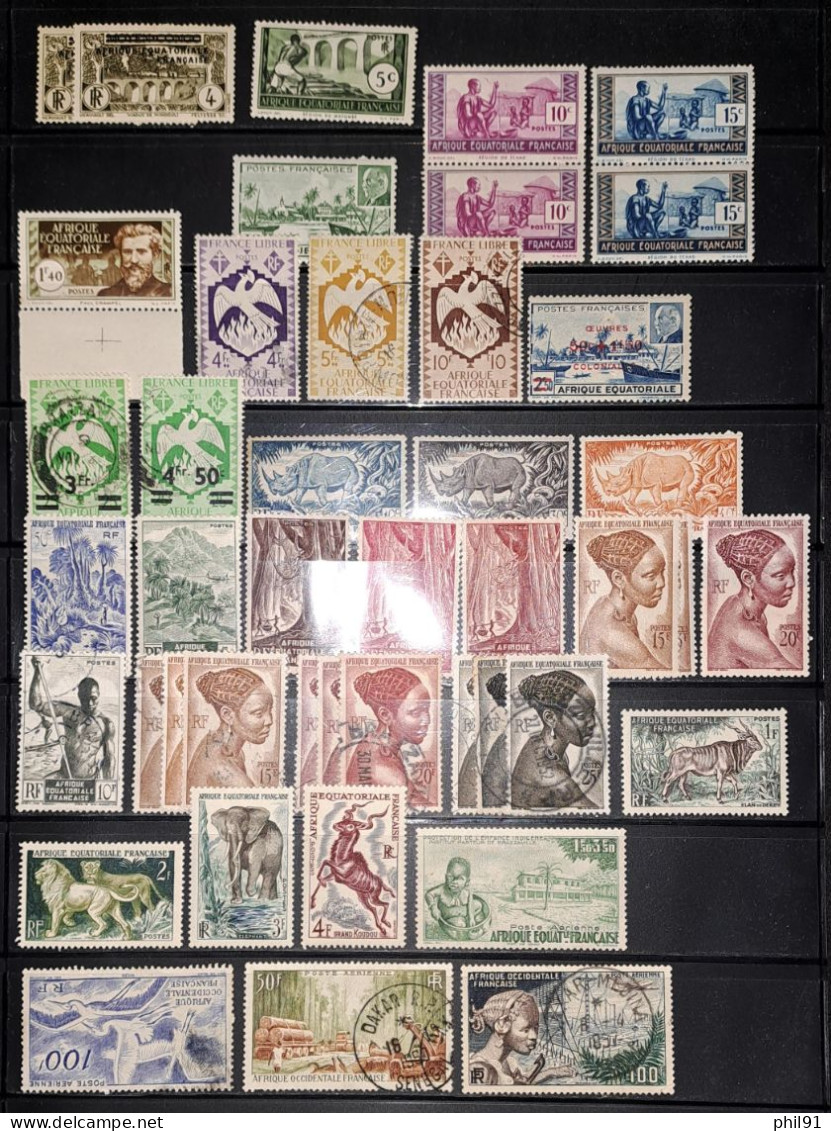 AFRIQUE EQUATORIALE FRANCAISE    Lot De Timbres Oblitérés Et Neufs Dont Poste Aérienne - Autres & Non Classés