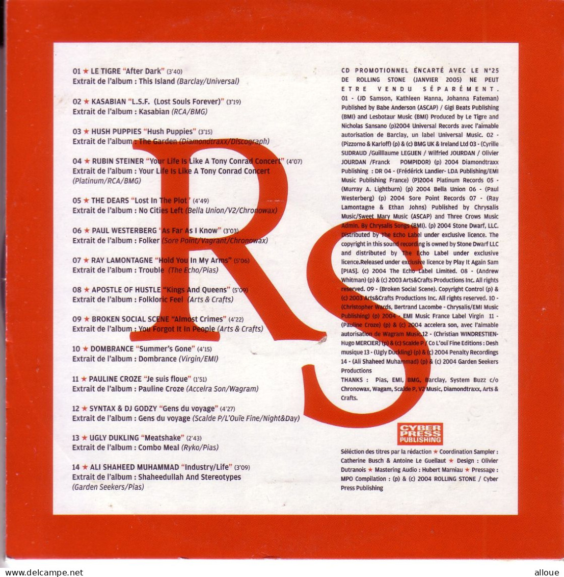 RS SAMPLER - CD ROLLING STONE MAGAZINE - POCHETTE CARTON 14 TRACKS - LE TIGRE, KASABIAN, HUSH PUPPIES AND MORE - Autres - Musique Anglaise