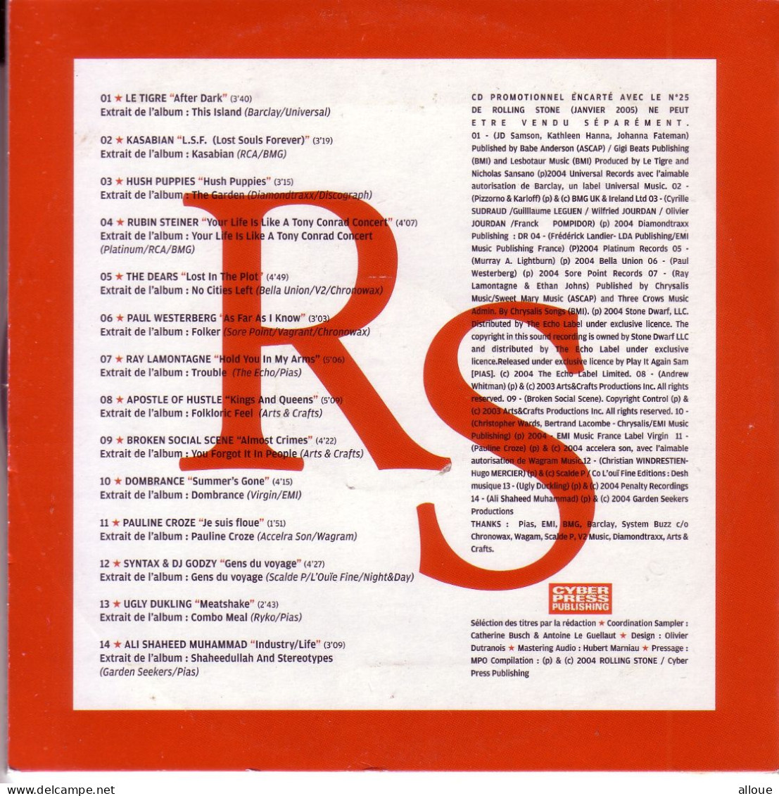 RS SAMPLER - CD ROLLING STONE MAGAZINE - POCHETTE CARTON 14 TRACKS - LE TIGRE, KASABIAN, HUSH PUPPIES AND MORE - Otros - Canción Inglesa