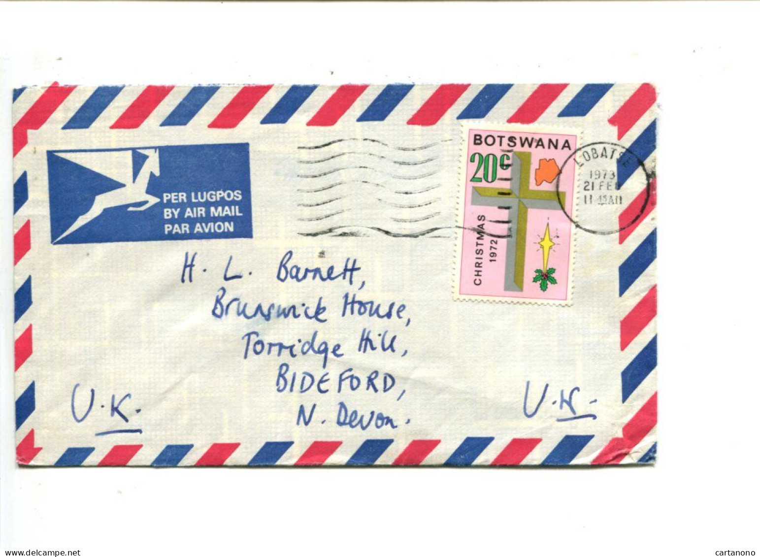 BOTSWANA - Affranchissement Seul Sur Lettre - Christmas 1972 - Botswana (1966-...)