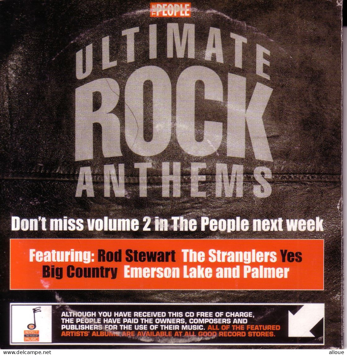 ULTIMATE ROCK ANTHEMS 2 CDS - CD THE PEOPLE - POCHETTE CARTON 16 TRACKS - ROD STEWART, STRANGLERS, YES AND MORE - Otros - Canción Inglesa