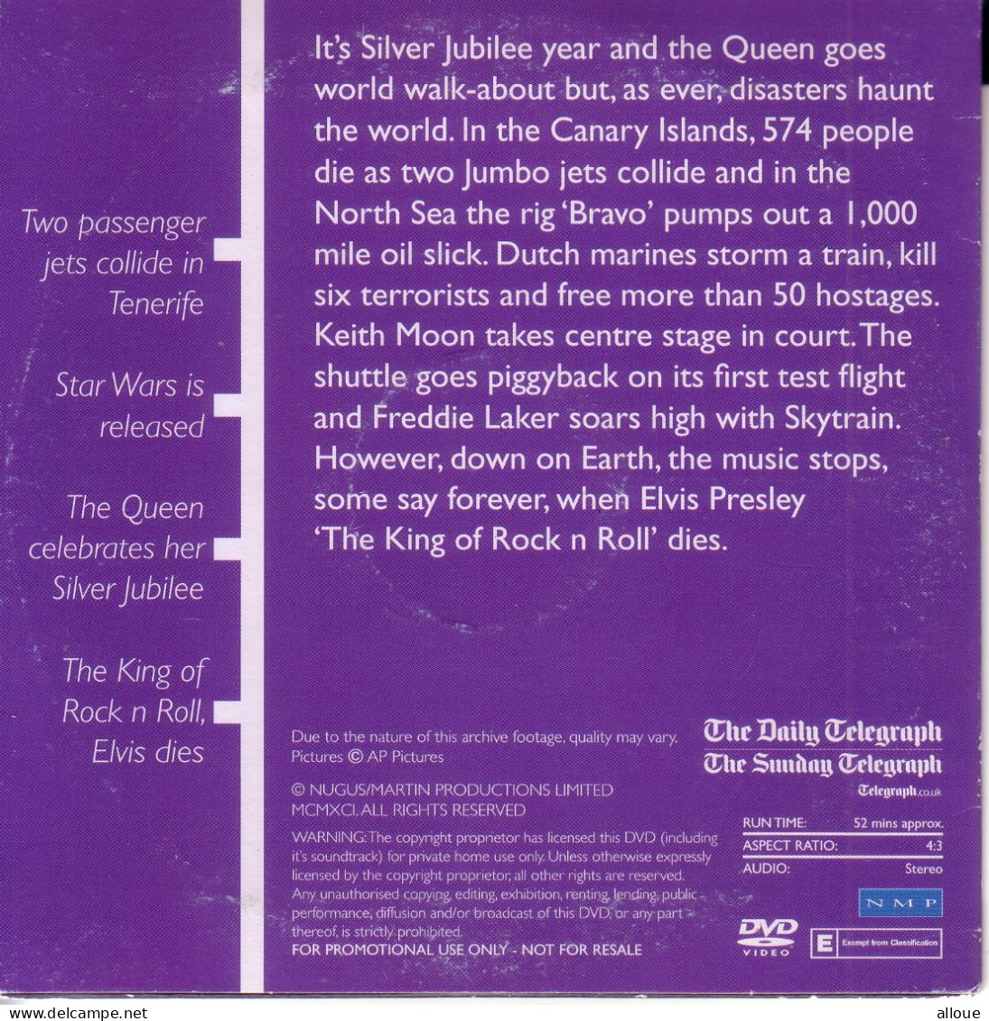 THAT WAS THE YEAR 1977 - CD DAILY TELEGRAPH - POCHETTE CARTON - THE QUEEN CELEBRATES HER SILVER JUBILEE - THE KING ELVIS - DVD Musicaux