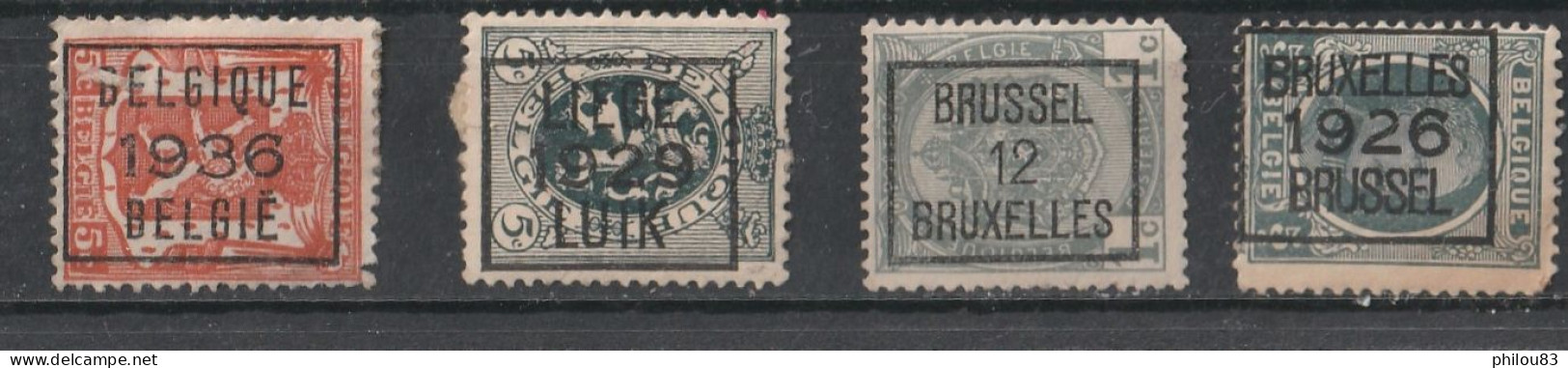 Lot 4 Préoblitérés (o) PRE21 PRE141 PRE213 PRE308 - Sonstige & Ohne Zuordnung