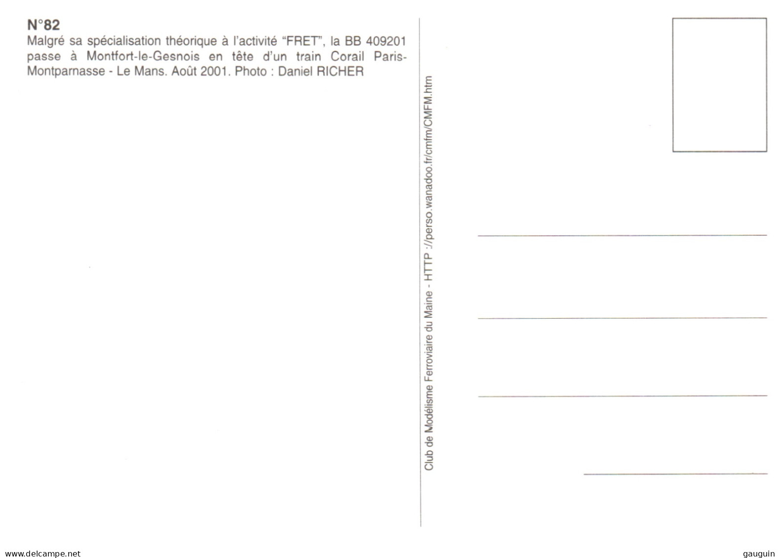 CPM - MONTFORT-le-GESNOIS - Train Corail BB 409201 Passe ...Edition Club Du Maine - Montfort Le Gesnois