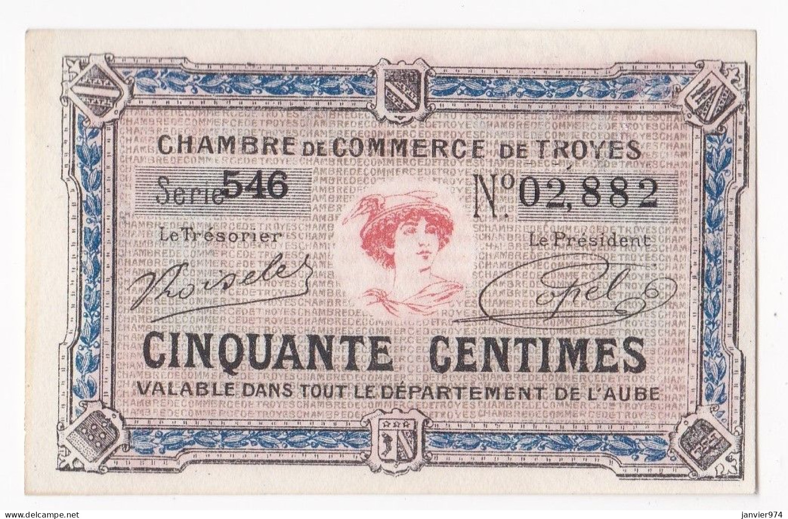 Aude . Chambre De Commerce De Troyes 50 Centimes 1926 Serie 546 . N° 02,882 - Handelskammer