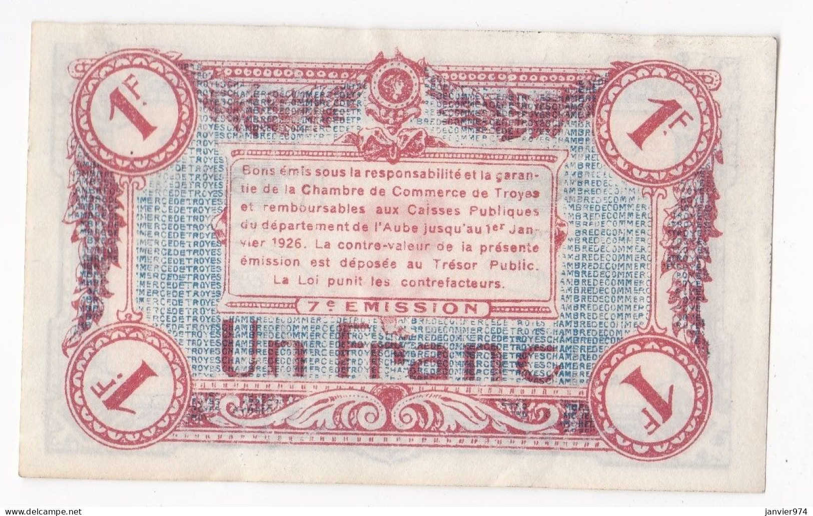 Aude . Chambre De Commerce De Troyes 1 Franc 1926 Serie 537 . N° 15,991 - Handelskammer