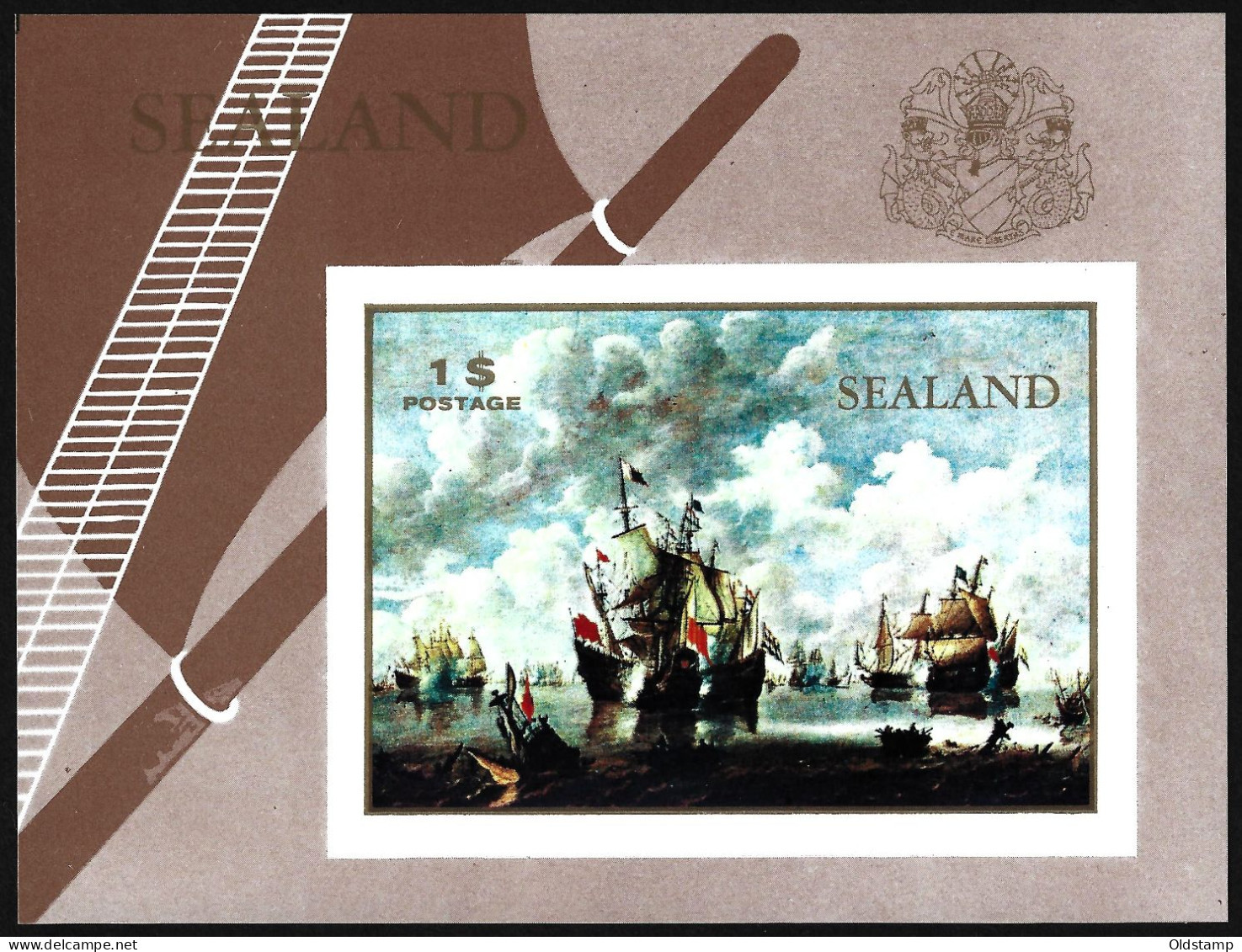 Sealand 1970 MNH Luxe Ships Sailor Naval Battle Boats Marine Art Painting Cinderella Postage Stamp Block - Schiffe