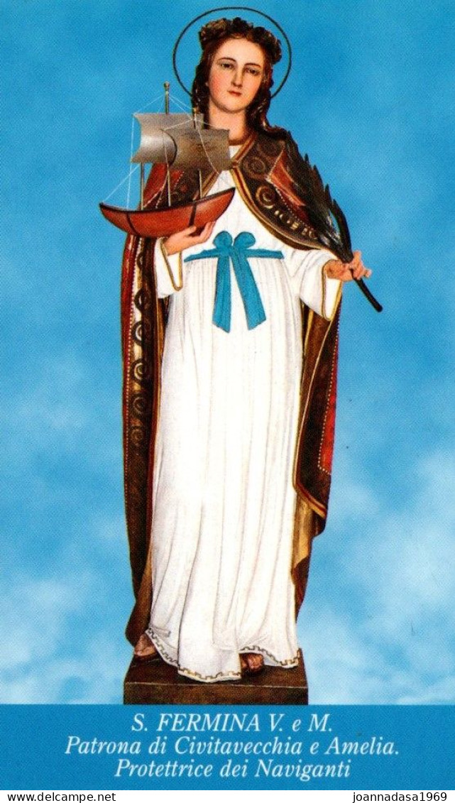 SANTINO  Pieuse Image Religieuse Holy Card SANTA FERMINA V. E M. PATRONA DI CIVITAVECCHIA E AMELIA E DEI NAVIGANTI - Religión & Esoterismo