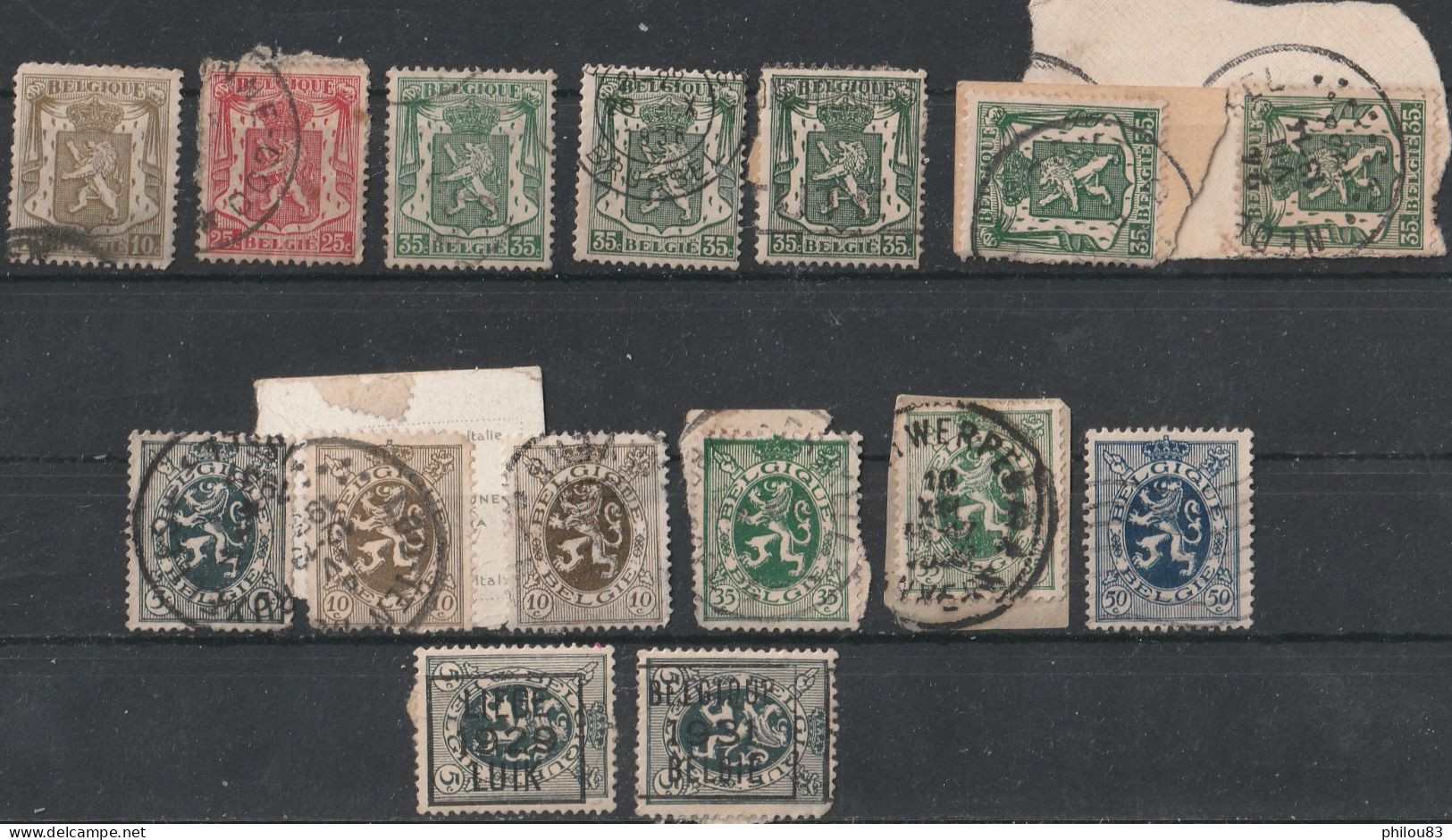 Lot 15 Oblitérés Armoiries Et Lion Heraldique  YT 279-280-283-285-420-423-425 - Andere & Zonder Classificatie