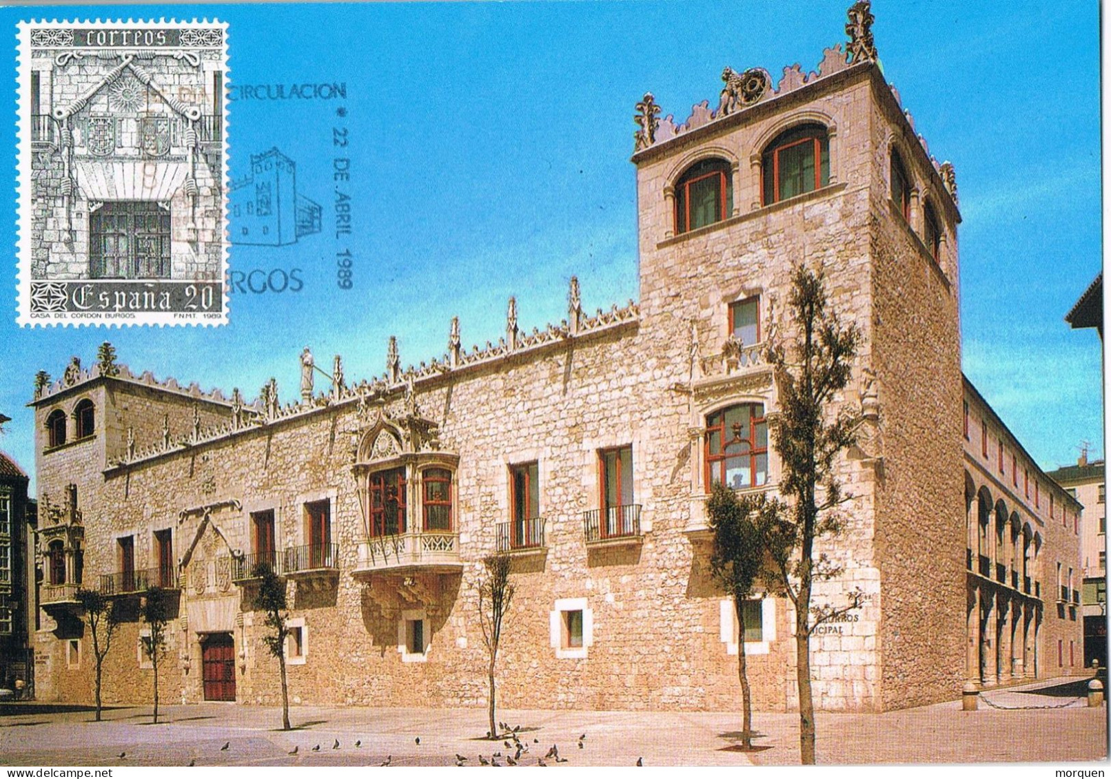 54594. Tarjeta Maxima BURGOS  1989. Casa Del CORDON - Maximumkarten