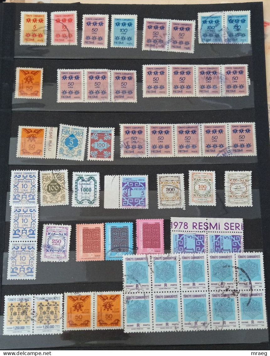 Turkey Republic  1978-1999 OFFICIAL (RESMİ ) Used STAMPS WITH BLOCK OF 10 ,STRIPES OF 5,4 - Usados