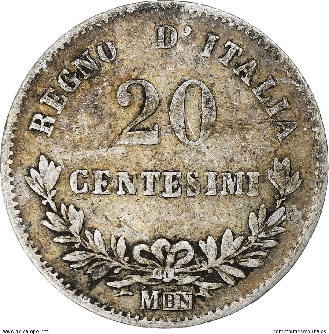 Italie, Vittorio Emanuele II, 20 Centesimi, 1863, Milan, Argent, TB+ - 1861-1878 : Victor Emmanuel II