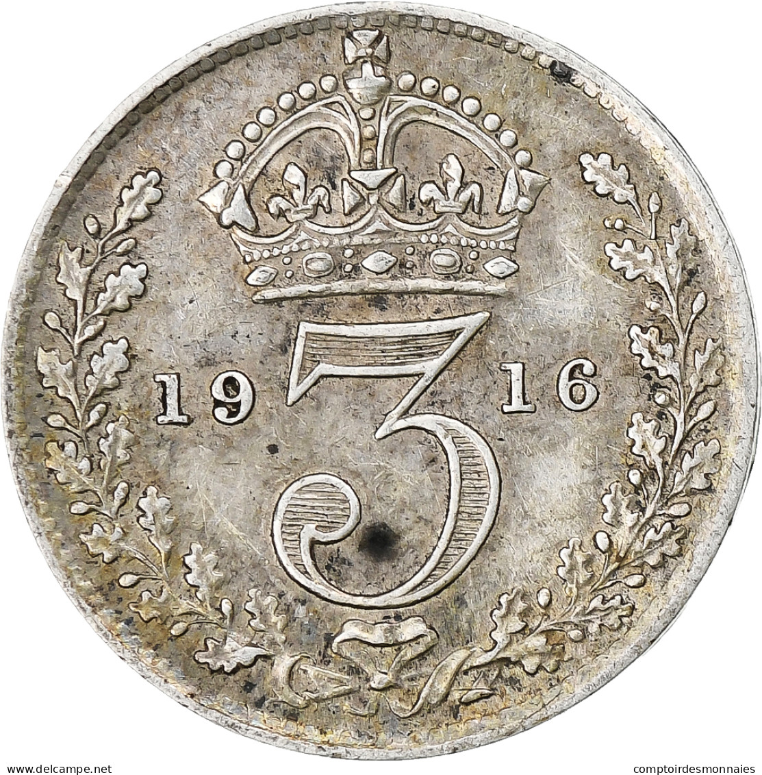 Grande-Bretagne, George V, 3 Pence, 1916, Londres, Argent, TTB, KM:813 - F. 3 Pence