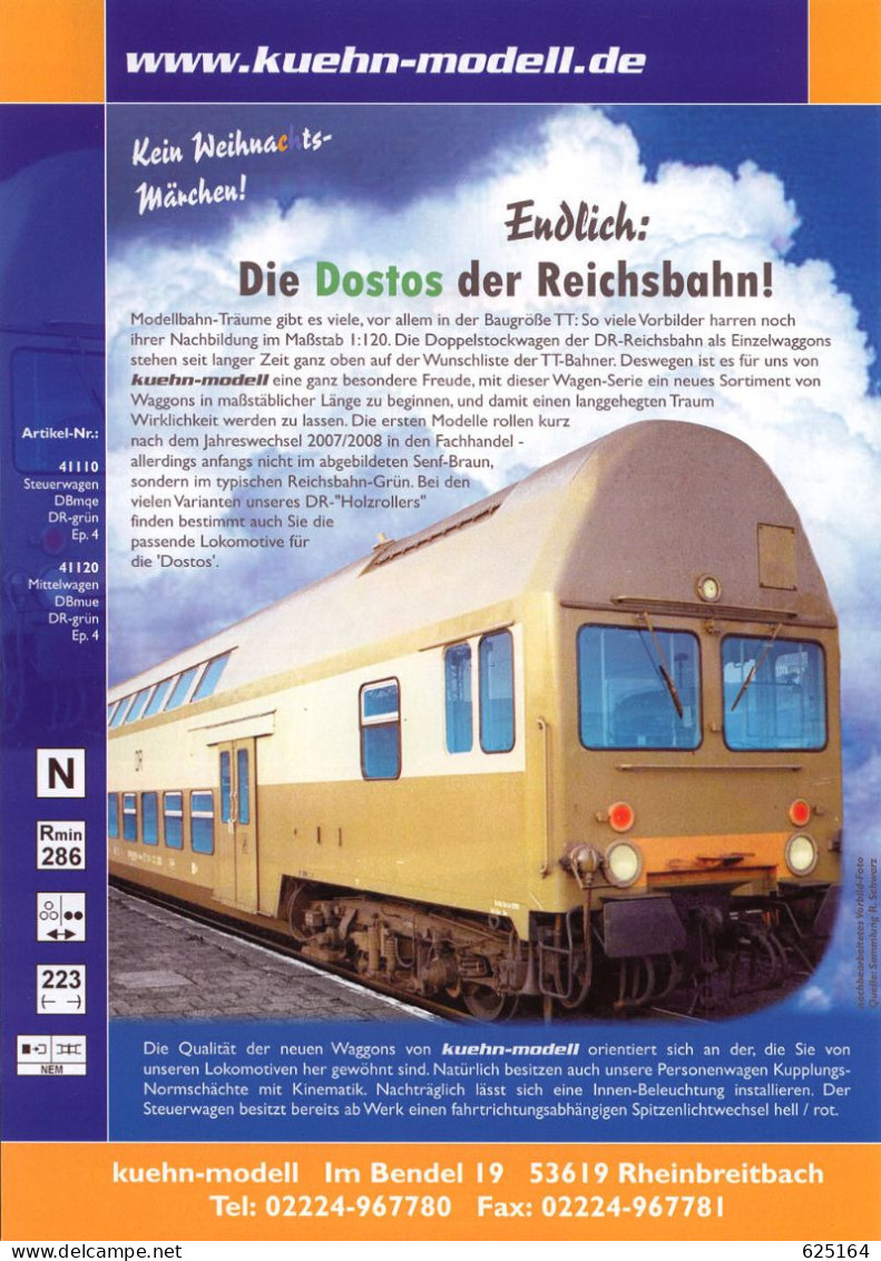 Catalogue KUHEN-MODELL 2007/8 Neuheiten Spur TT Modelleisenbahnen 1:120 - Alemania