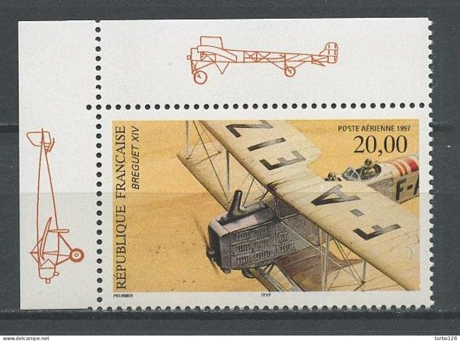 FRANCE 1997 PA N° 61a ** Neuf MNH Superbe  C 12 € Avion Plane Biplan Bréguet XIV Transports - 1960-.... Nuovi