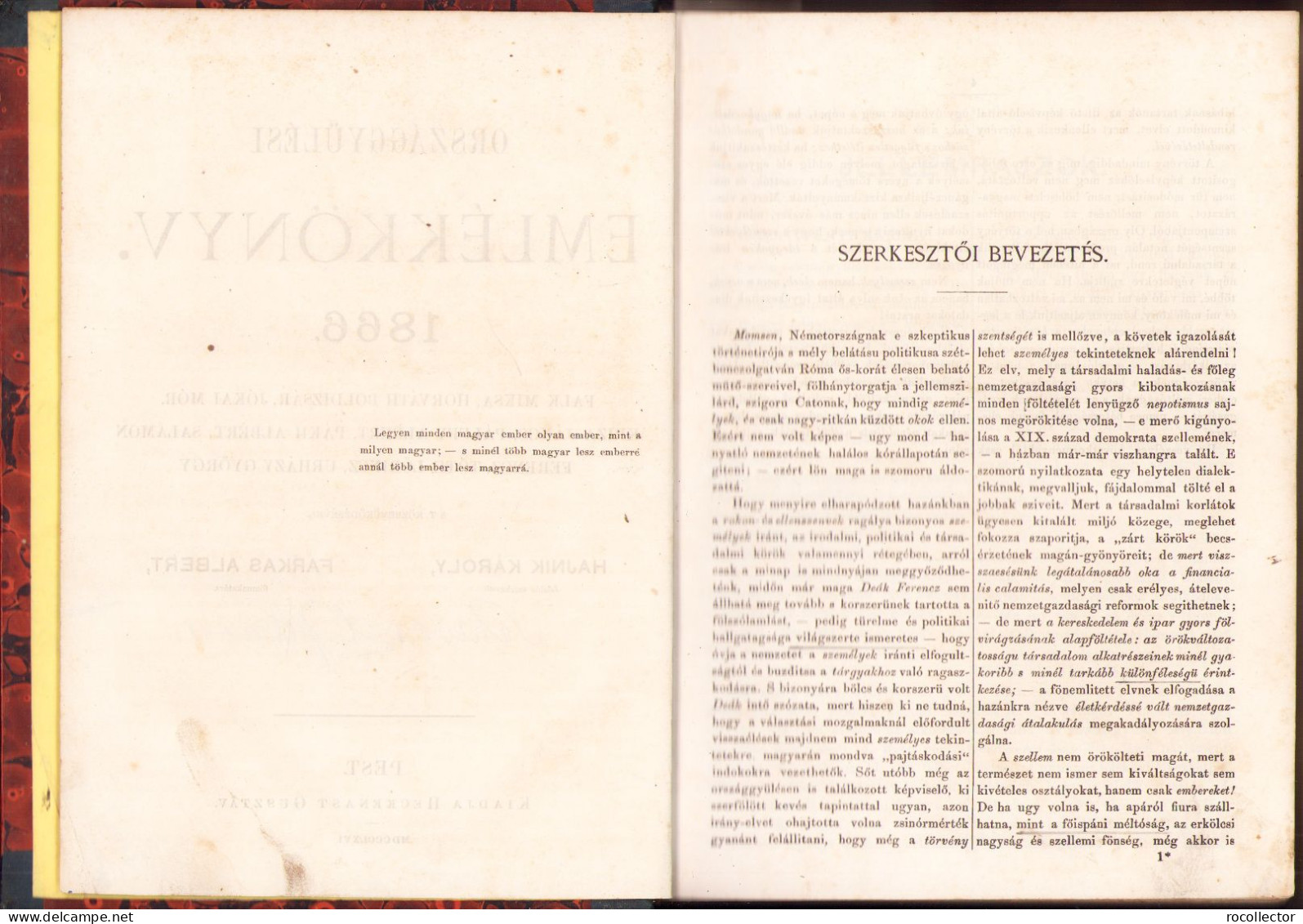 Országgyülési Emlékkönyv 1866, Pest, 1866 543SP - Libri Vecchi E Da Collezione