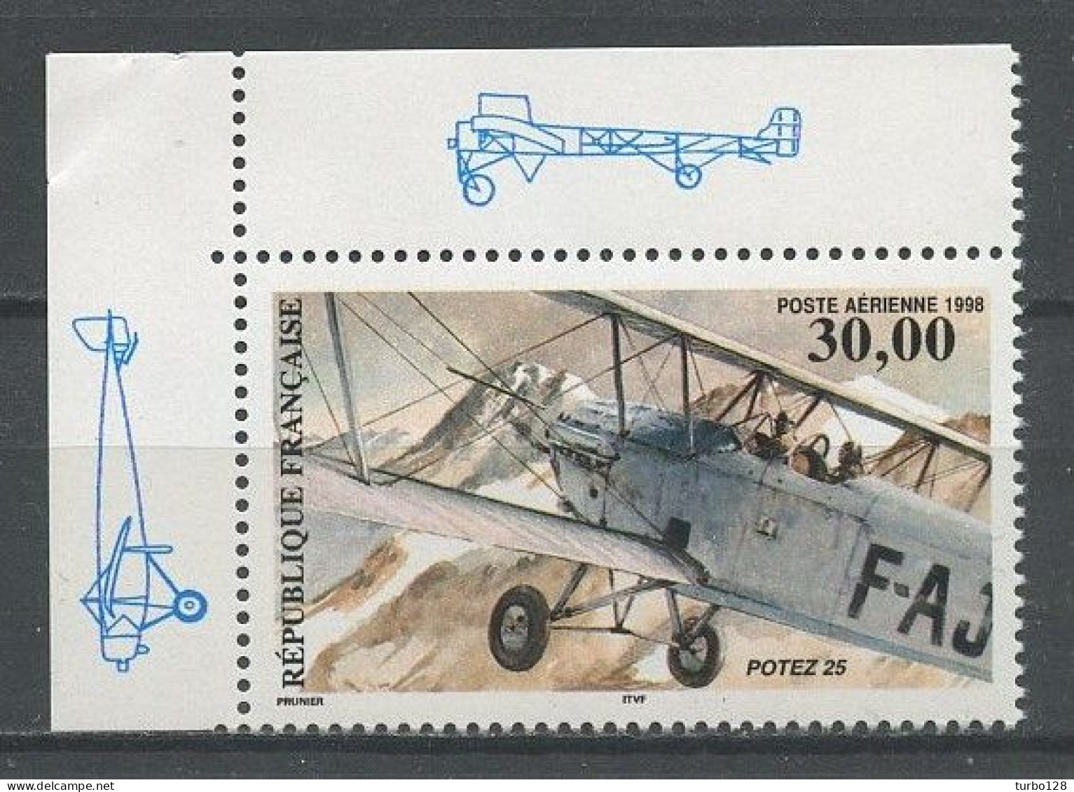 FRANCE 1998 PA N° 62a ** Neuf MNH Superbe  C 18 € Avion Plane Biplan Potez 25 Transports - 1960-.... Postfris