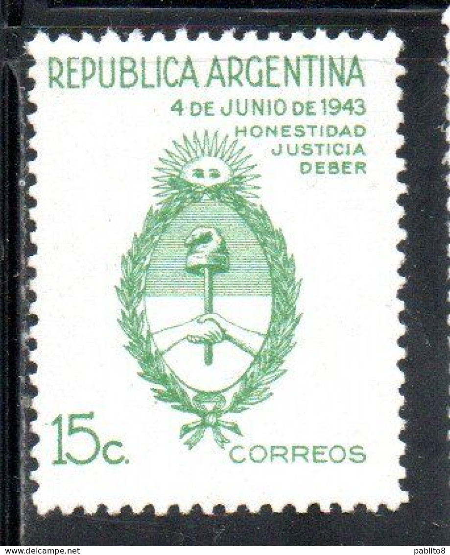 ARGENTINA 1943 1950 CHANGE OF POLITICAL ORGANIZATION ARMS HONESTY JUSTICE DUTY 15c MNH - Neufs