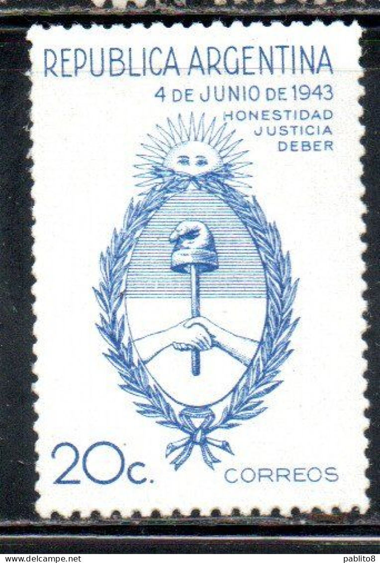 ARGENTINA 1943 1950 CHANGE OF POLITICAL ORGANIZATION ARMS HONESTY JUSTICE DUTY 20c MNH - Neufs