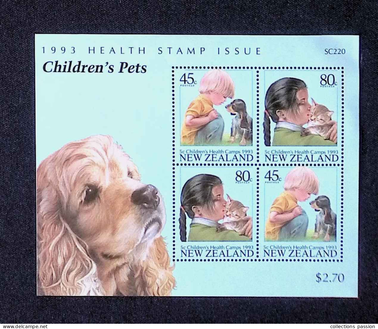 CL, Bloc & Feuillet Neuf, New Zealand, Nouvelle-Zélande, 1993, Children's Health Camps, Children's Pets - Blokken & Velletjes