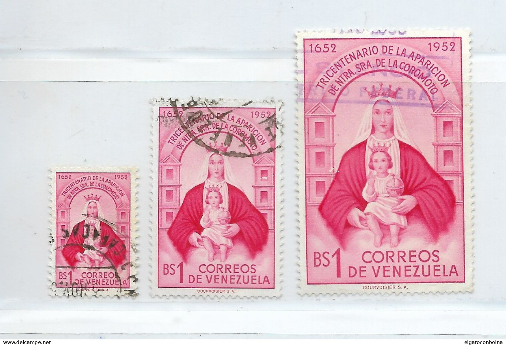 VENEZUELA 1952 VIRGIN OUR LADY OF COROMOTO SCOTT 641-3 USED SET - Venezuela