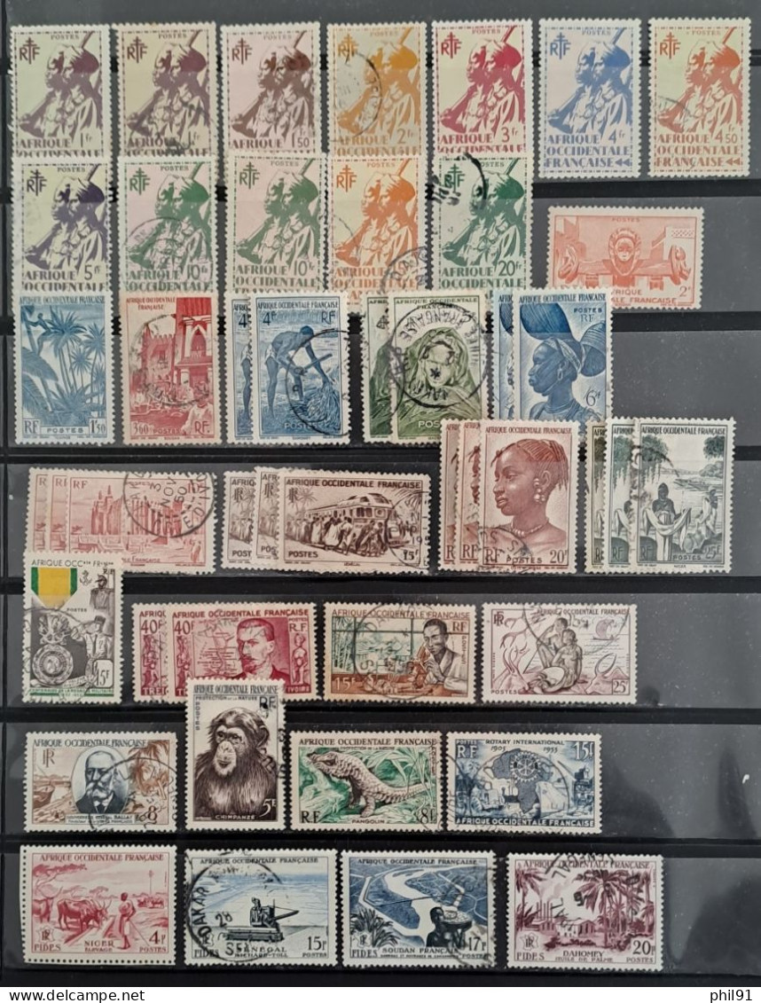 AFRIQUE OCCIDENTALE FRANCAISE    Lot De Timbres Oblitérés Et Neufs Dont Poste Aérienne - Sonstige & Ohne Zuordnung