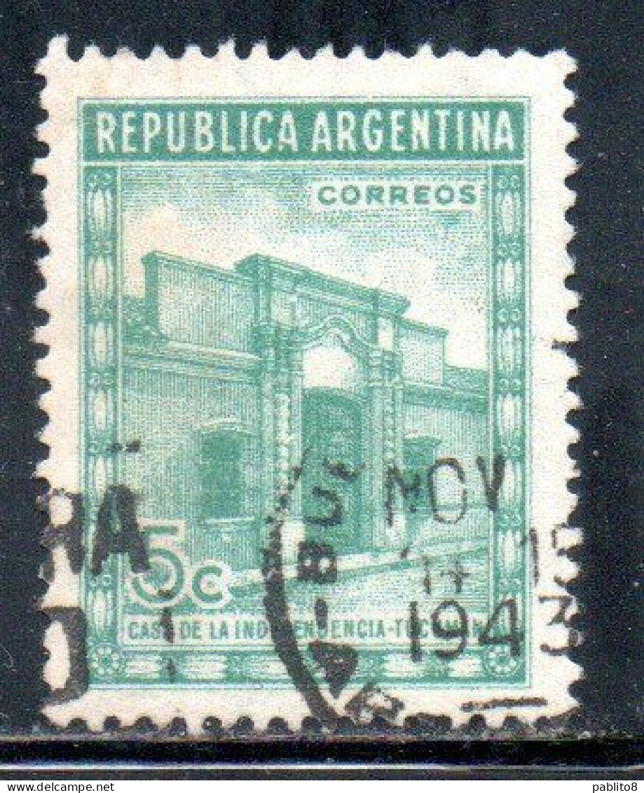 ARGENTINA 1943 1951 RESTORATION OF INDEPENDENCE HOUSE TUCUMAN  5c USED USADO OBLITERE' - Gebruikt