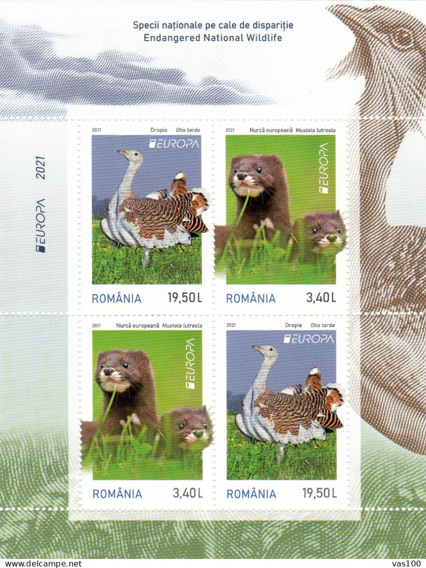 Romania 2021 Europa S/s, Mint NH, History - Nature - Europa (cept) - Animals (others & Mixed) - Birds - Nuovi