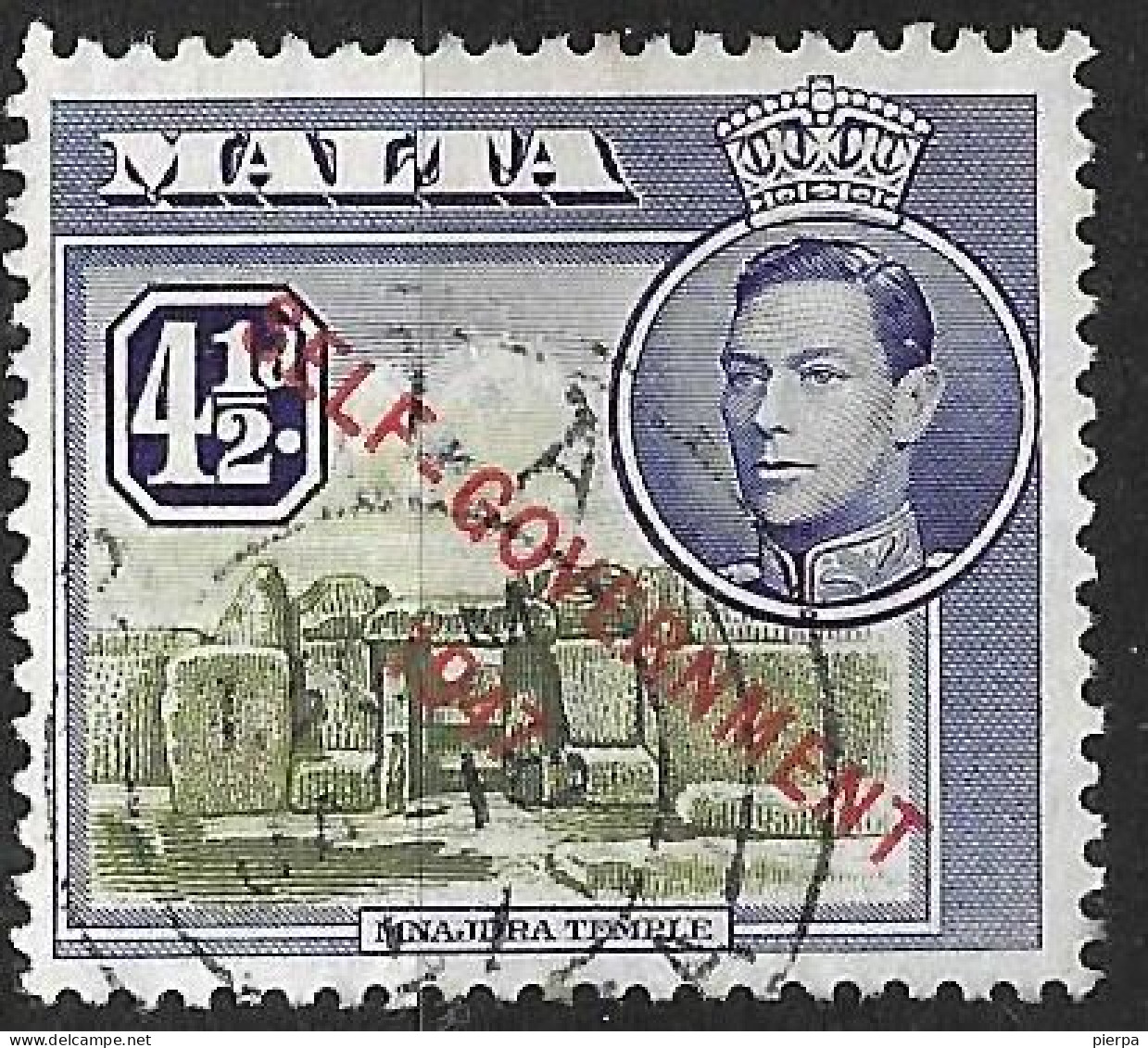 MALTA - 1953 - SOPRASTAMPATO AUTONOMIA  - 4,1/2 D - USATO (YVERT 233 - MICHEL 231) - Malte