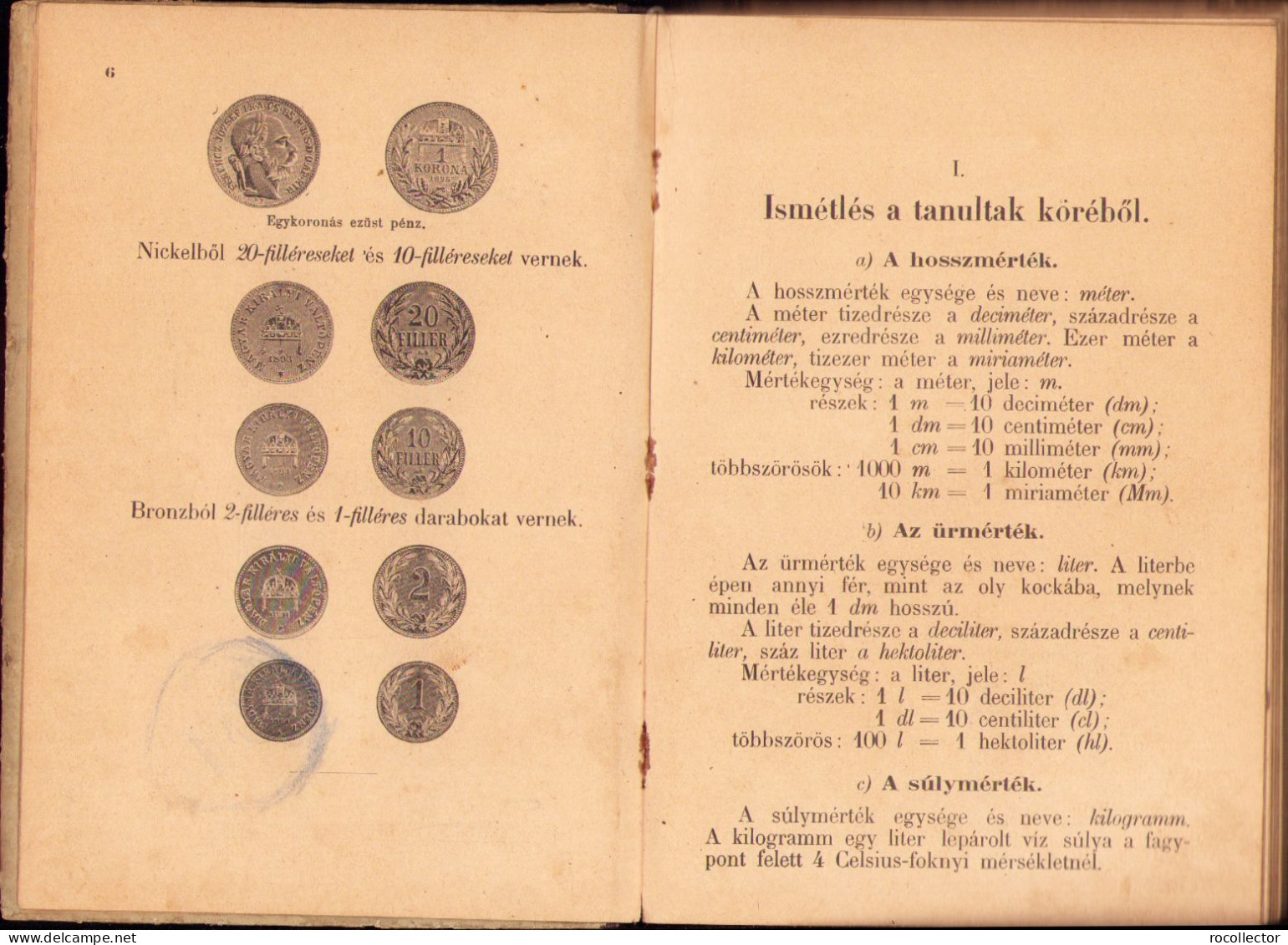 Számolókönyv Mértannal és Mértani Rajzzal Az Elemi Népiskola VI. Osztalya Számára 1906 Budapest 588SP - Libri Vecchi E Da Collezione