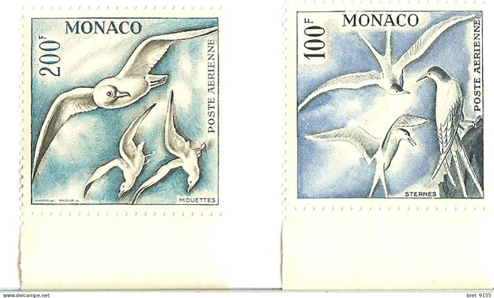 MONACO POSTE AERIENNE 1955 OISEAUX DE MER 100F 200F 500F 1.000F NEUFS GOMME D ORIGINE LISEZ  LA DESCRIPTION SURPRISE !!! - Airmail